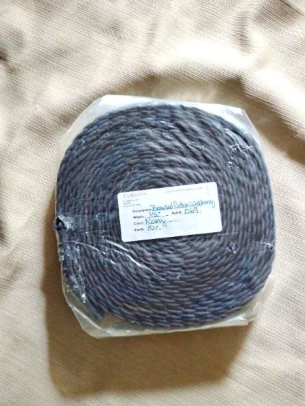 1.5" navy blue ~ Braided cotton webbing ~ 10+ yards